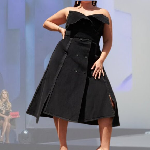 NWT - MAKING THE CUT - Deconstructed Strapless Corduroy  Dress - Black - S | M - Picture 2 of 8